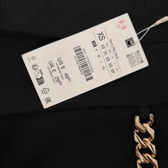 Zara Black Skirt pants with Gold Chain Detail - Picture 2 of 4